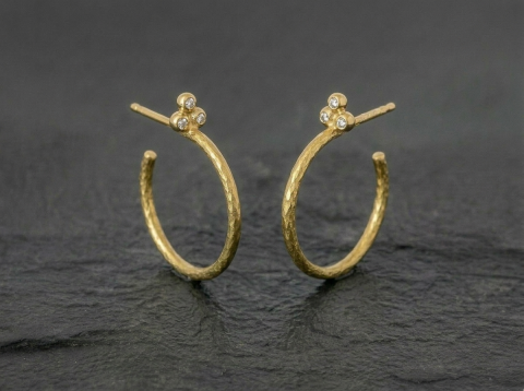 Creol �reringe i guld med diamanter