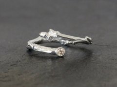 S�lvring med champagne diamant