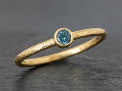 Ocean bl� diamant guld ring